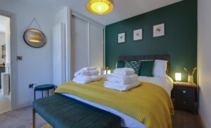 the bumblebee themed decor room in Westview Cottage Port William