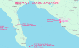 Map of itinerary 1 - Coastal Adventure